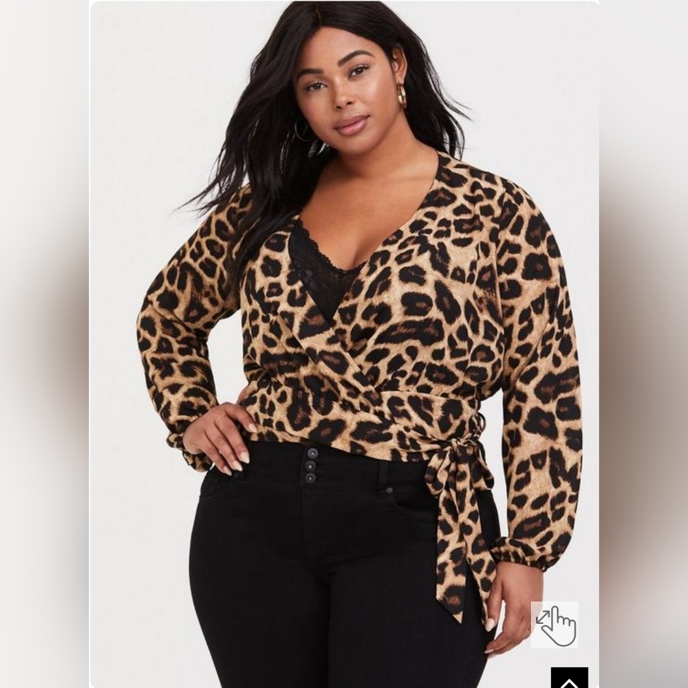 LIKE NEW TORRID 2X Leopard Wrap Blouse